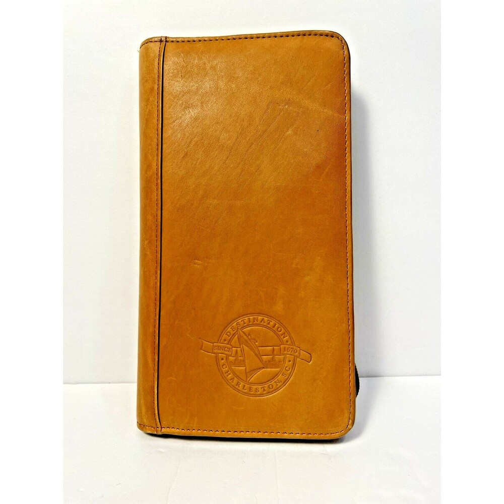 Leather Wallet Novelty Charleston SC Zip around embossed Brown Bifold Large